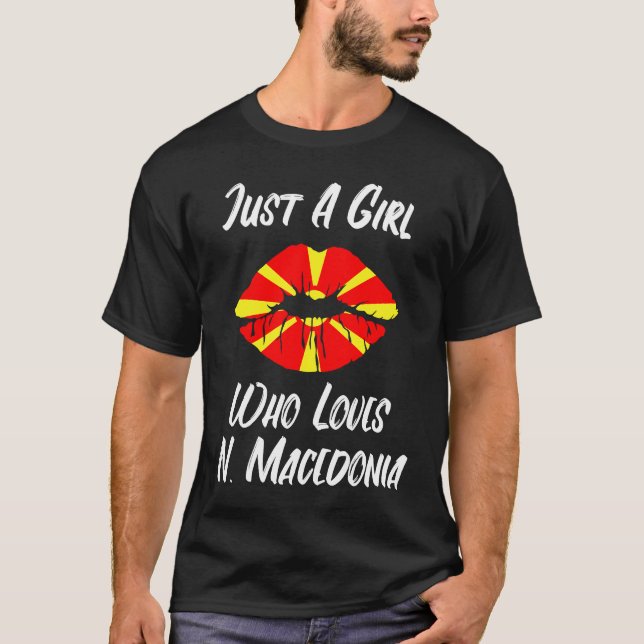 Lips Mouth Love Flag North Macedonia T-Shirt (Vorderseite)
