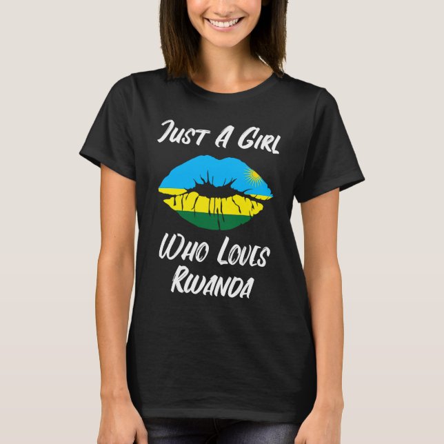 Lips Mouth Love Flag Rwanda T-Shirt (Vorderseite)