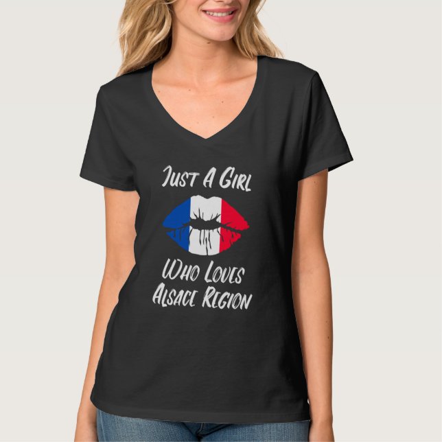 Lips Mouth Love French Flag Alsace T-Shirt (Vorderseite)