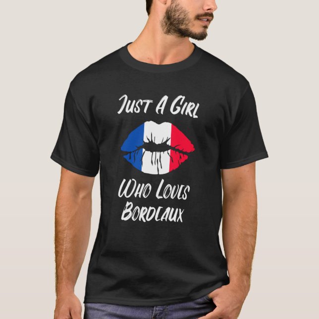 Lips Mouth Love French Flag Bordeaux T-Shirt (Vorderseite)