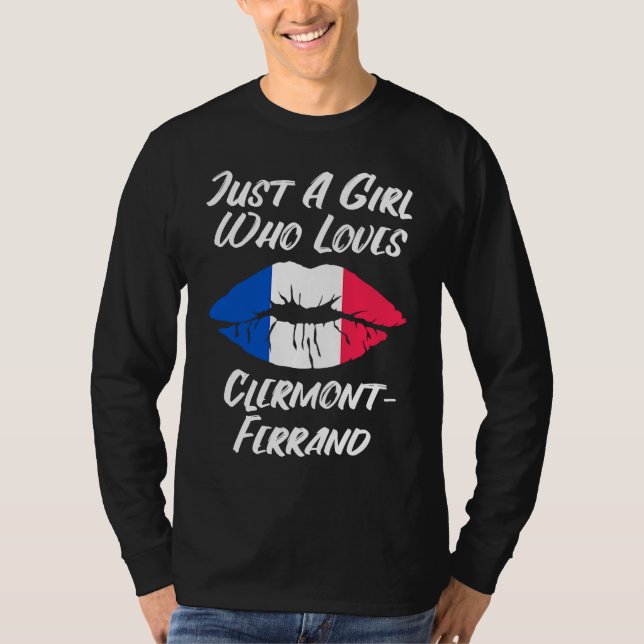 Lips Mouth Love French Flag Clermont Ferrand T-Shirt (Vorderseite)