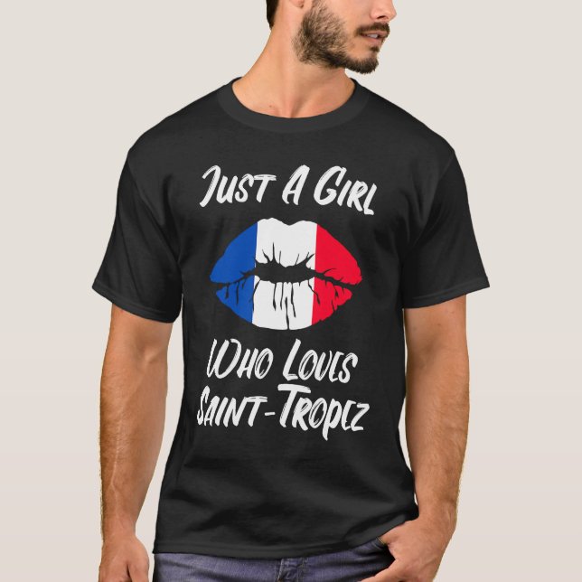 Lips Mouth Love French Flag Saint Tropez T-Shirt (Vorderseite)