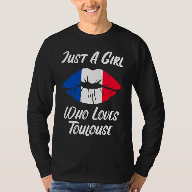 Lips Mouth Love French Flag Toulouse T-Shirt (Vorderseite)