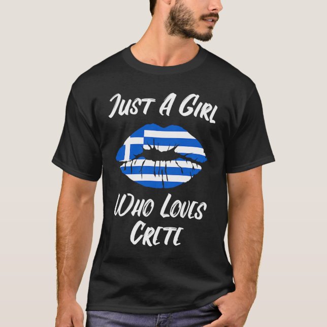Lips Mouth Love Greek Flag Crete T-Shirt (Vorderseite)