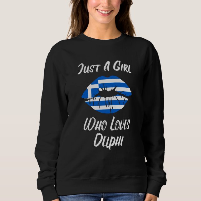Lips Mouth Love Greek Flag Delphi Sweatshirt (Vorderseite)