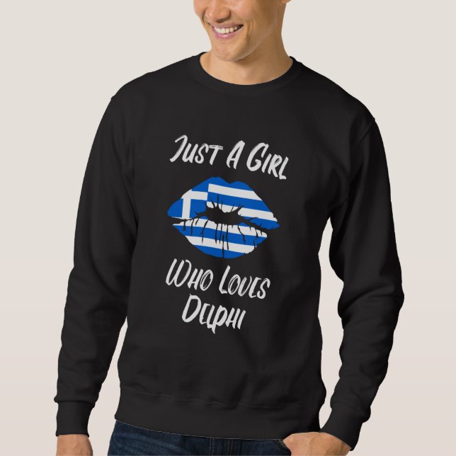 Lips Mouth Love Greek Flag Delphi Sweatshirt (Vorderseite)