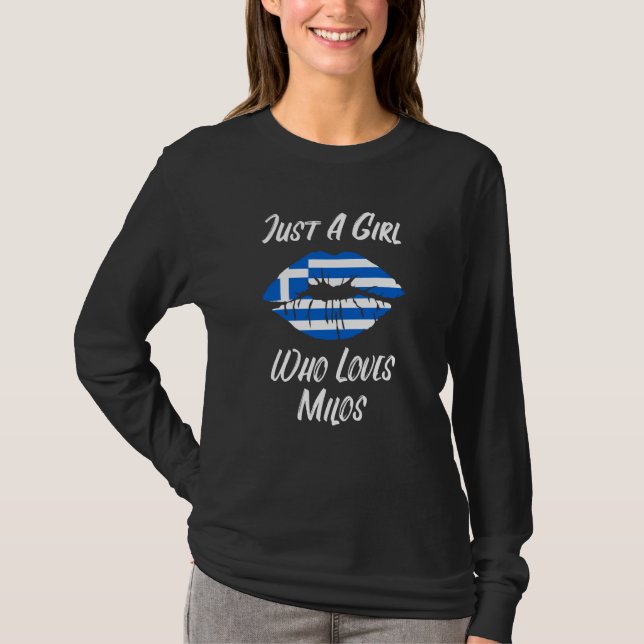 Lips Mouth Love Greek Flag Milos T-Shirt (Vorderseite)