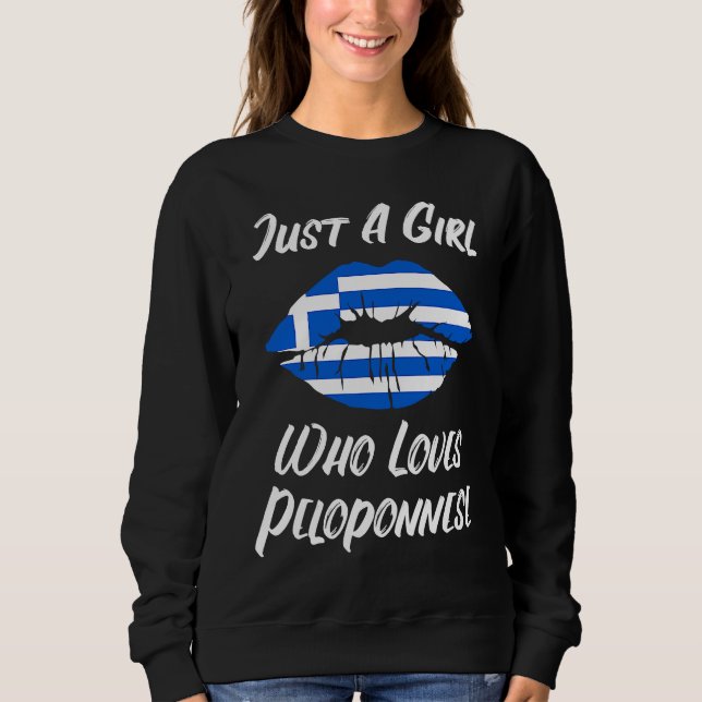 Lips Mouth Love Greek Flag Peloponnes Sweatshirt (Vorderseite)