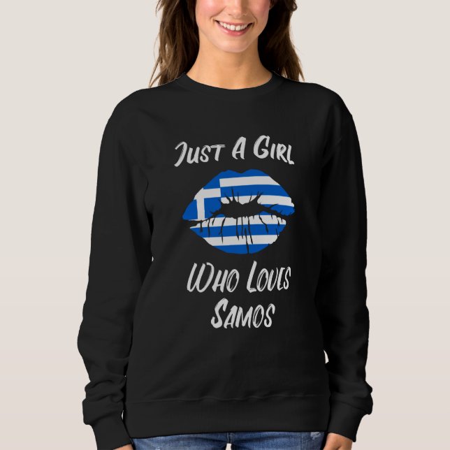 Lips Mouth Love Greek Flag Samos Sweatshirt (Vorderseite)