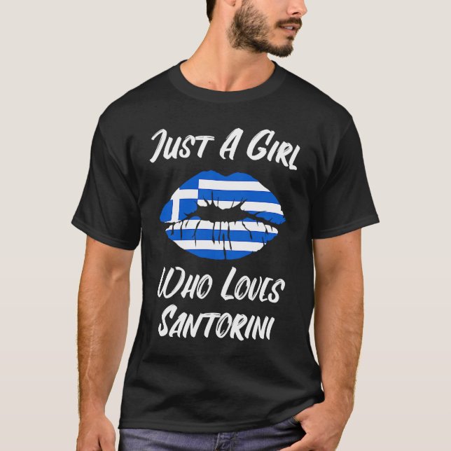 Lips Mouth Love Greek Flag Santorini T-Shirt (Vorderseite)