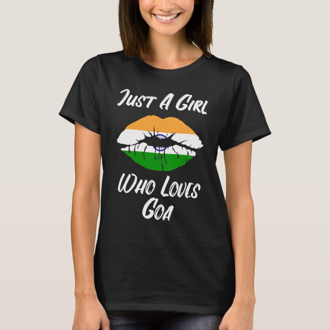 Lips Mouth Love Indian Flag Goa T-Shirt (Vorderseite)