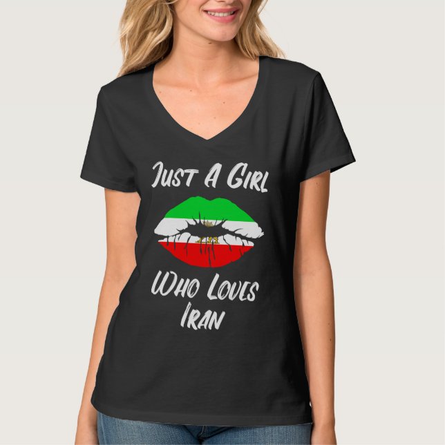 Lips Mouth Love Iranian Flag Iran T-Shirt (Vorderseite)