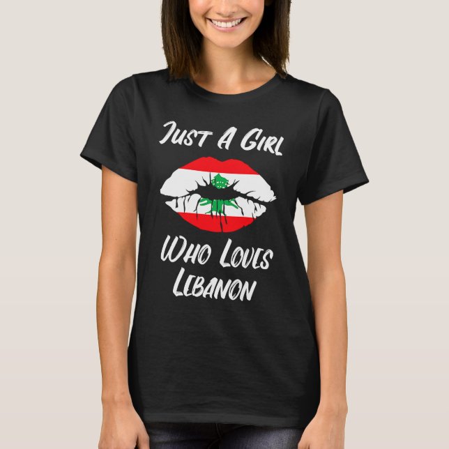 Lips Mouth Love Lebanese Flag T-Shirt (Vorderseite)