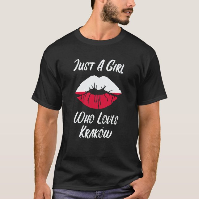 Lips Mouth Love Polish Flag Krakow T-Shirt (Vorderseite)