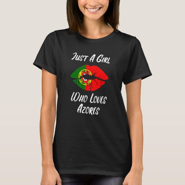Lips Mouth Love Portuguese Flag Azores T-Shirt (Vorderseite)