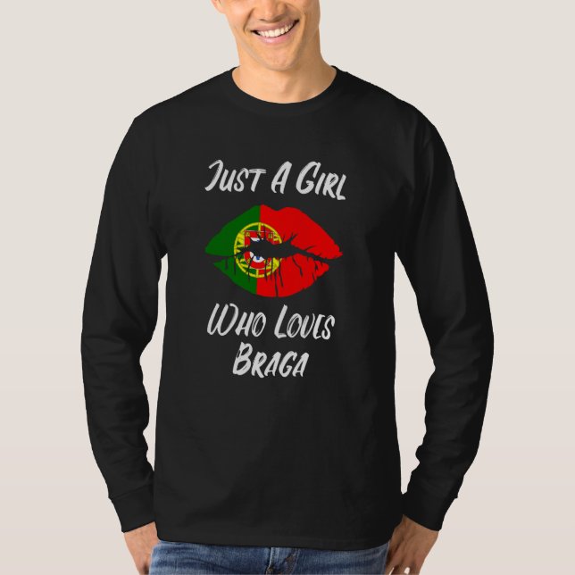 Lips Mouth Love Portuguese Flag Braga T-Shirt (Vorderseite)