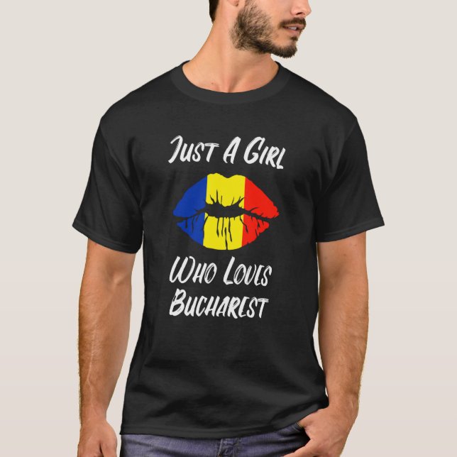 Lips Mouth Love Romanian Flag Bukarest T-Shirt (Vorderseite)