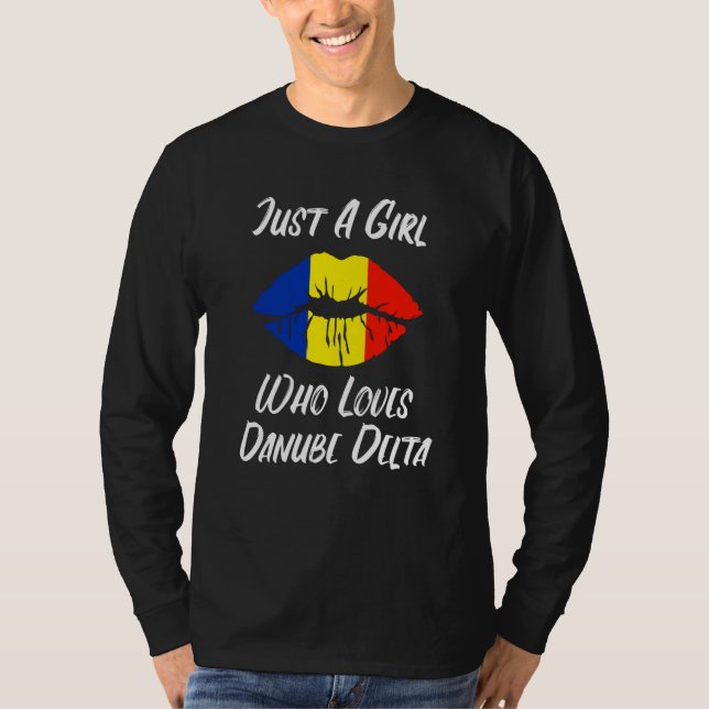 Lips Mouth Love Romanian Flag Danube Delta T-Shirt (Vorderseite)