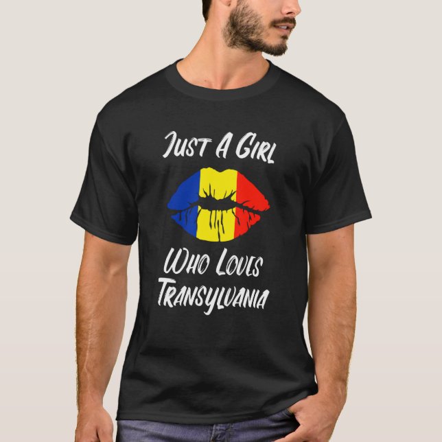 Lips Mouth Love Romanian Flag Transsylvania T-Shirt (Vorderseite)