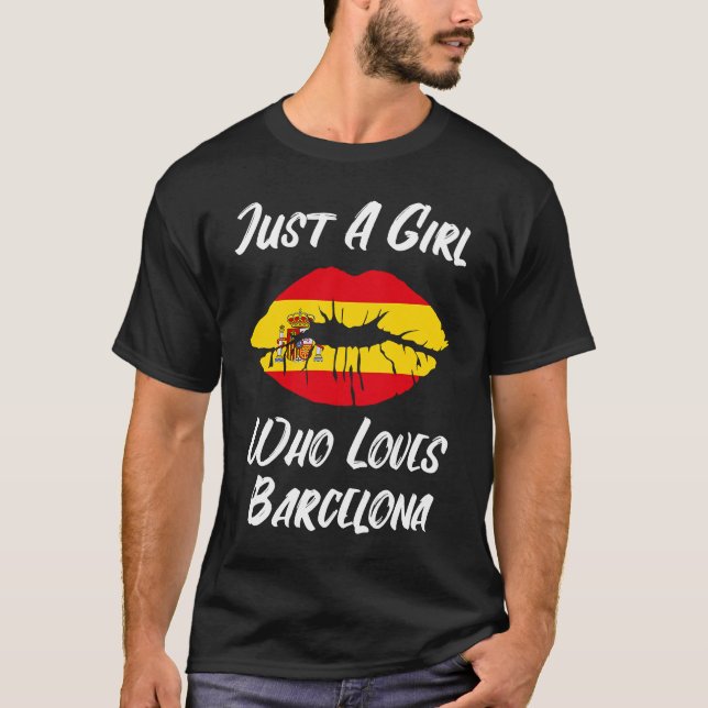 Lips Mouth Love Spanish Flag Barcelona T-Shirt (Vorderseite)