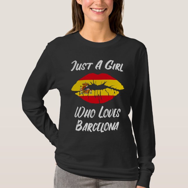Lips Mouth Love Spanish Flag Barcelona T-Shirt (Vorderseite)