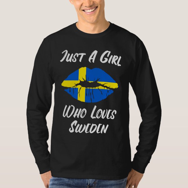 Lips Mouth Love Swedish Flag Sweden T-Shirt (Vorderseite)