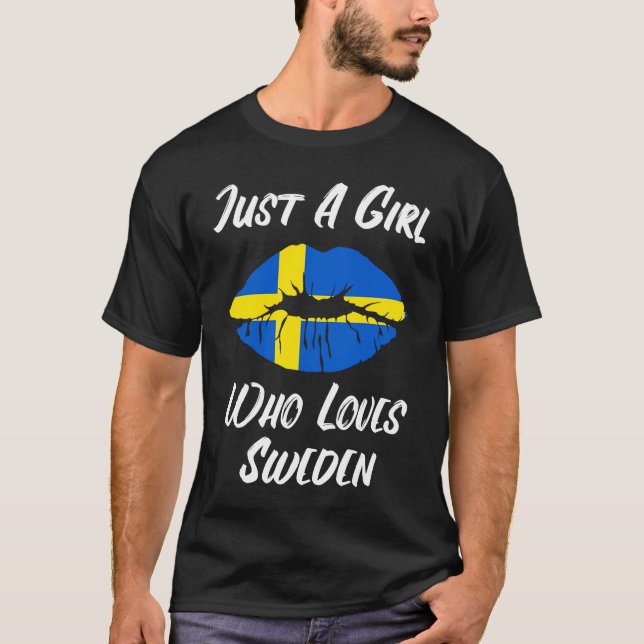 Lips Mouth Love Swedish Flag Sweden T-Shirt (Vorderseite)