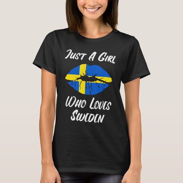 Lips Mouth Love Swedish Flag Sweden T-Shirt (Vorderseite)
