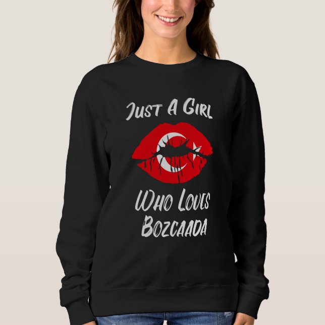 Lips Mouth Love Turkish Flag Bozcaada Sweatshirt (Vorderseite)