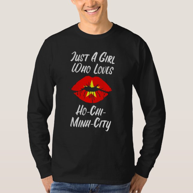 Lips Mouth Love Vietnamese Flag Ho Chi Minh City T-Shirt (Vorderseite)