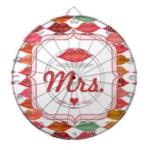 Lips Mrs. Hipster Vintag Retro Bride Dartscheibe