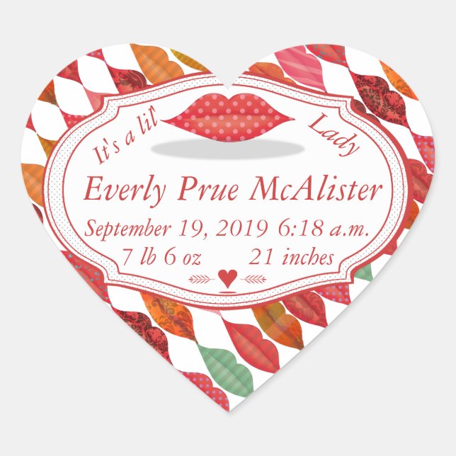 Lips Mrs. Hipster Vintag Retro Bride Herz-Aufkleber (Vorderseite)