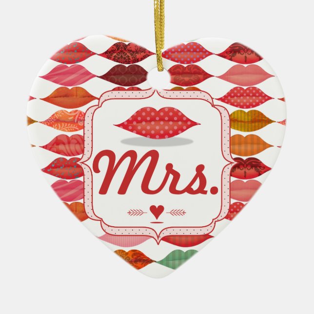 Lips Mrs. Hipster Vintag Retro Bride Keramikornament (Vorne)