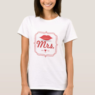 Lips Mrs. Hipster Vintag Retro Bride T-Shirt