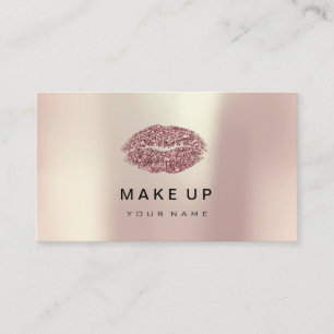 Lips Pink Rose Gold Metallischer Glitzer Visitenkarte