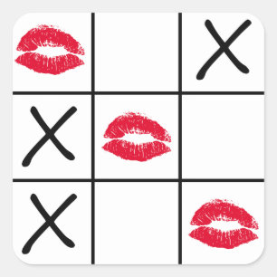 Lips Tic Tac Toe Quadratischer Aufkleber