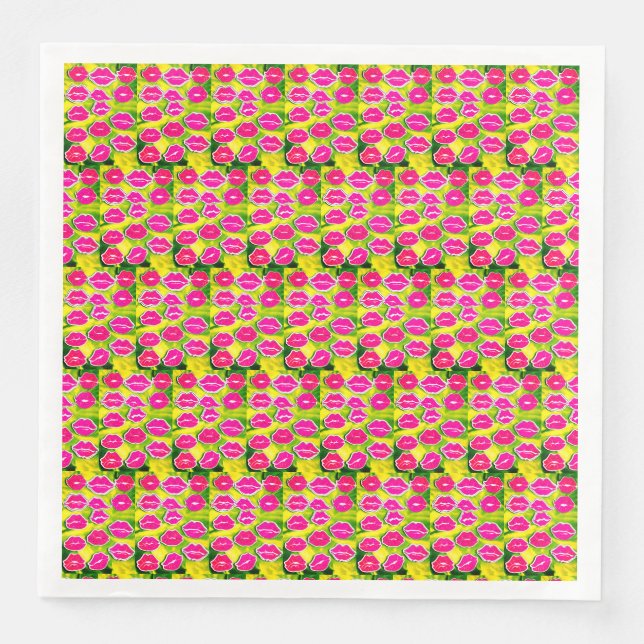Lips und Kisses Print Paper Napkins". Serviette (Vorderseite)