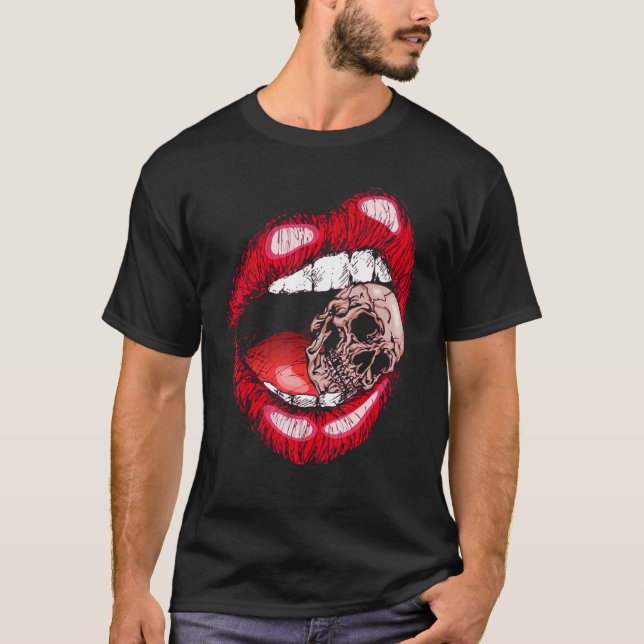 Lips Zähne bitten Schädel T-Shirt (Vorderseite)