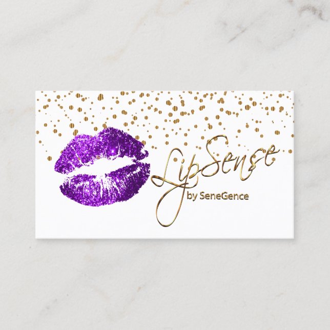 LipSense Gold Confetti & Lila Lips Visitenkarte (Vorderseite)