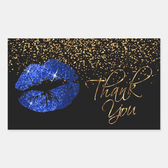 Lipsense SeneGence Danke - Blue Lips Rechteckiger Aufkleber (Vorderseite)