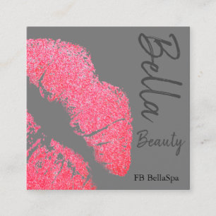 Lipstick bedrucken Pink Lippenfärbung Grau Beauty Quadratische Visitenkarte