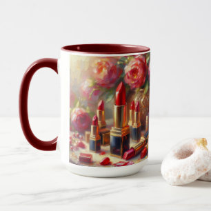 Lipstick & Blume Impressionistische Malerei Tasse
