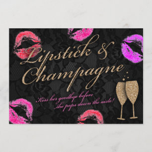 Lipstick & Champagne Bachelorette Einladung