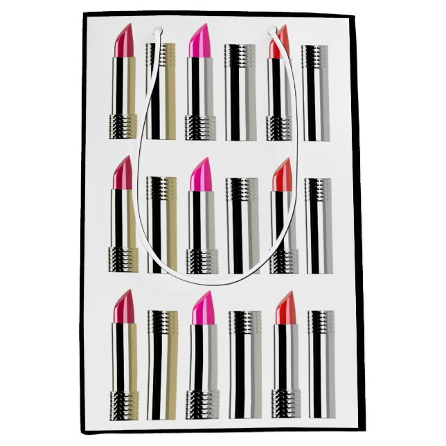 Lipstick Chrom Rosa weiße Kosmetologie Mittlere Geschenktüte (Vorderseite)