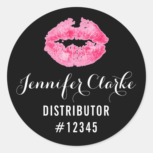 Lipstick-Distributor Pink Lips Kiss Packaging-Sieg Runder Aufkleber (Vorderseite)