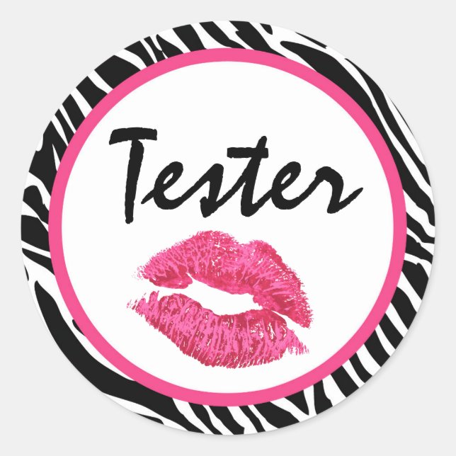 Lipstick Distributor Product Tester Zebra Kiss Runder Aufkleber (Vorderseite)