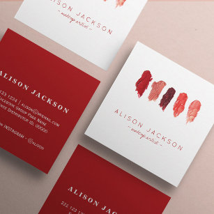 Lipstick Farben Swatte rubinrote Make-up Künstler Quadratische Visitenkarte