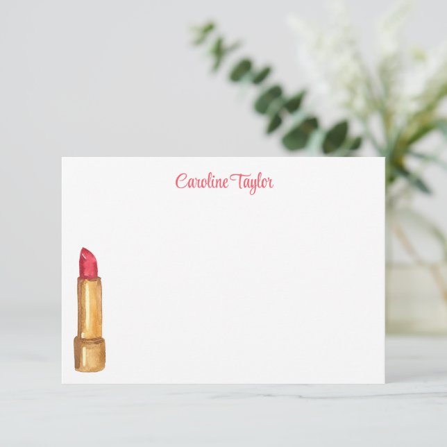 Lipstick für Aquarell-Designer Personalisiert mach Dankeskarte (Stehend Vorderseite)