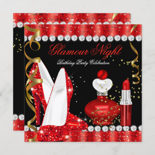 Lipstick Glitzer Glamour Night Red Gold Einladung
