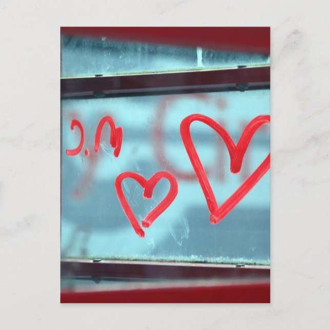 Lipstick-Herz am Fenster Postkarte (Vorderseite)